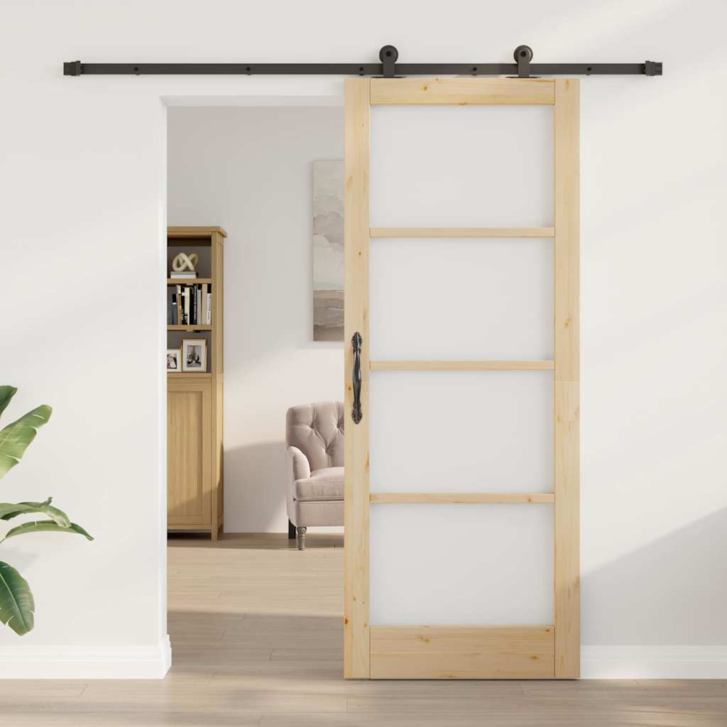 Schiebetür Manuell Braun 83 x 211 cm Holz und Metall