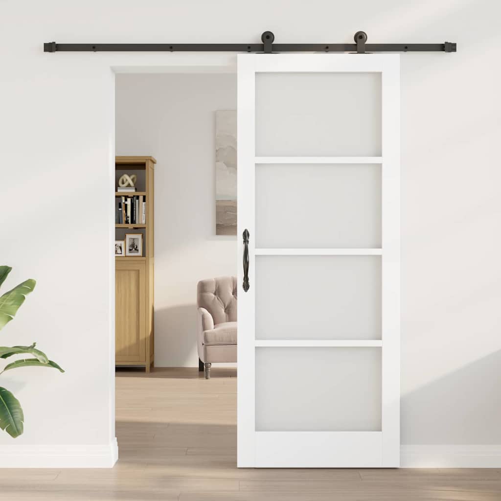 Schiebetür Manuell Weiß 83 x 211 cm Holz und Metall