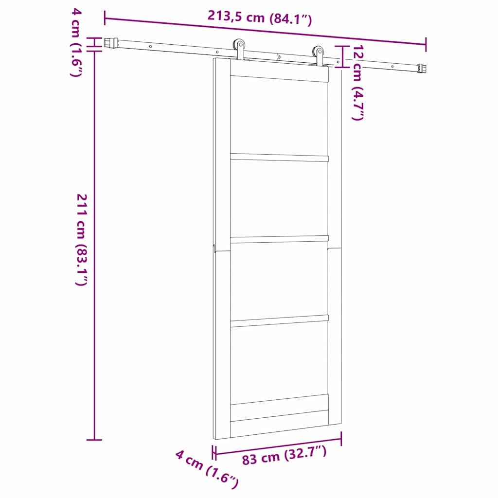 Schiebetür Manuell Weiß 83 x 211 cm Holz und Metall
