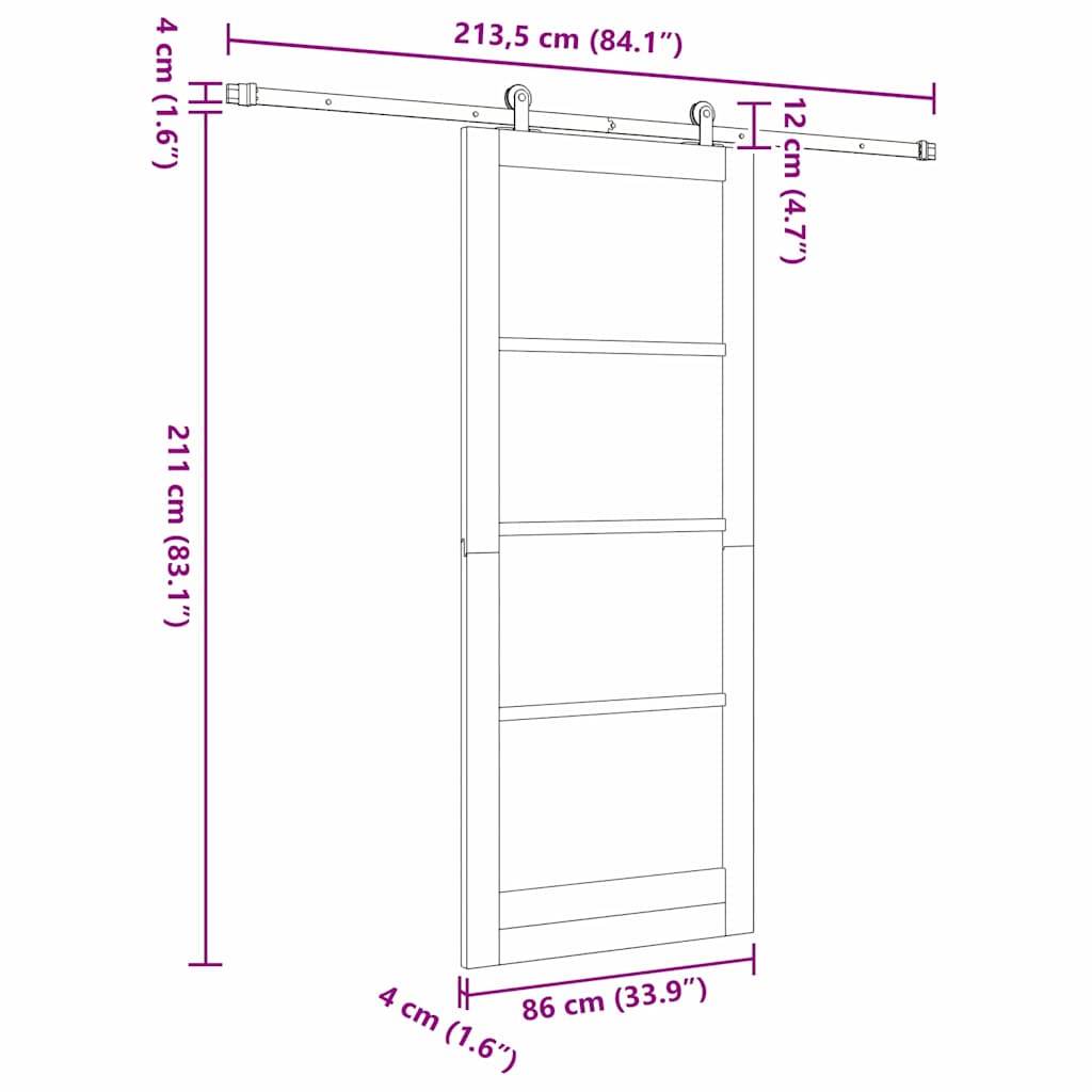 Schiebetür Manuell Weiß 86 x 211 cm Holz und Metall