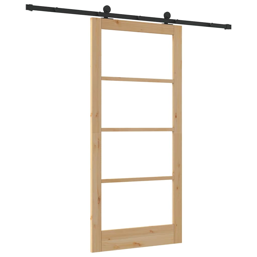 Schiebetür Manuell Braun 93 x 202 cm Holz und Metall