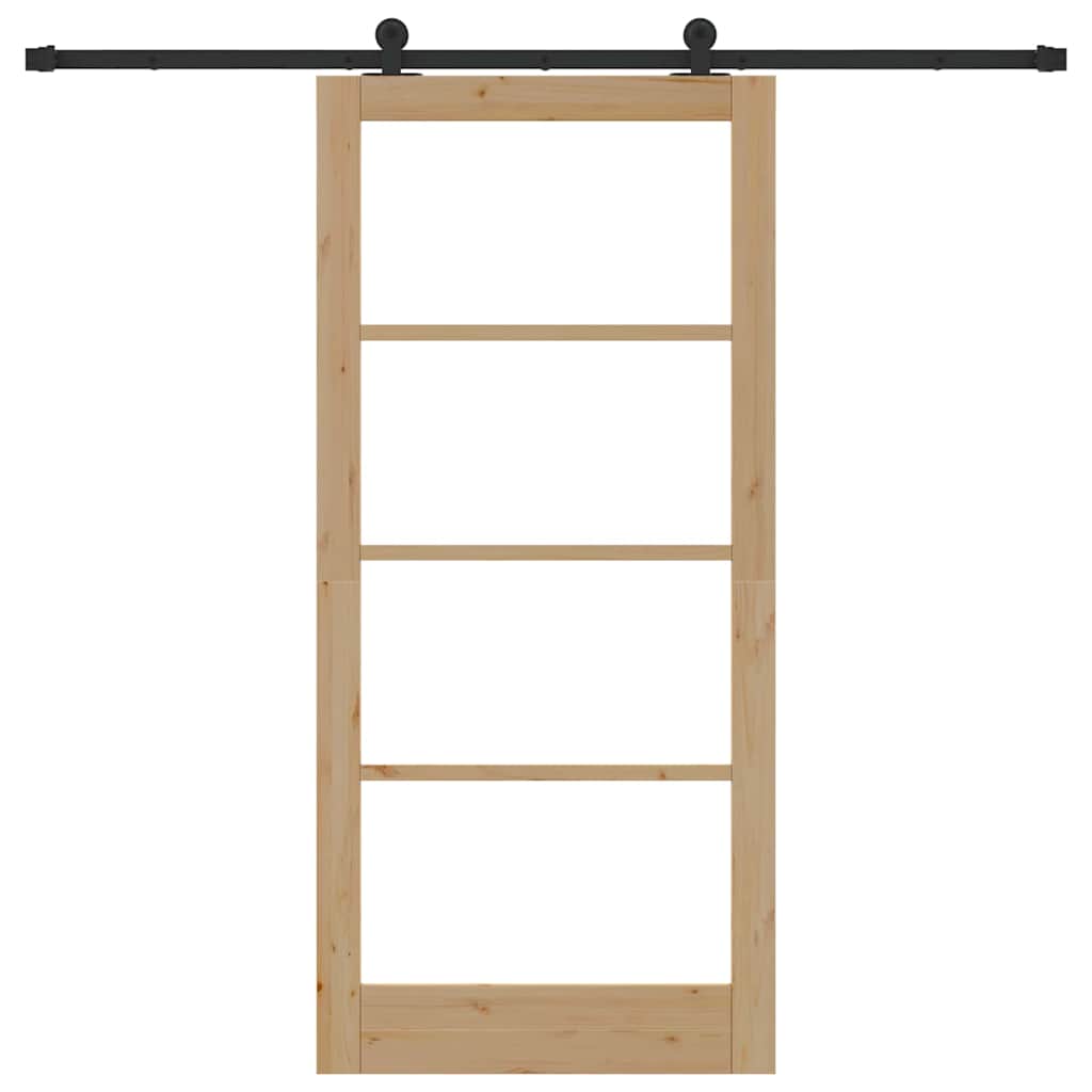 Schiebetür Manuell Braun 93 x 202 cm Holz und Metall