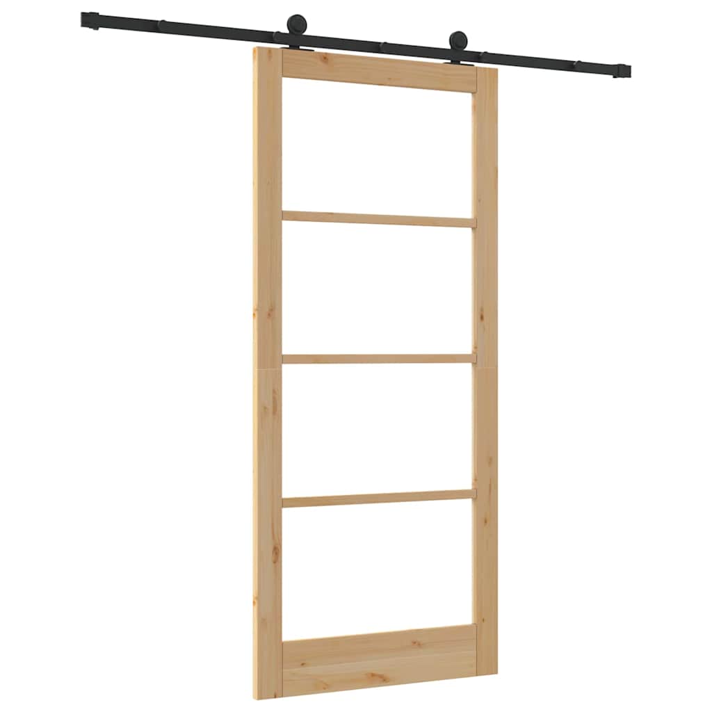 Schiebetür Manuell Braun 93 x 211 cm Holz und Metall
