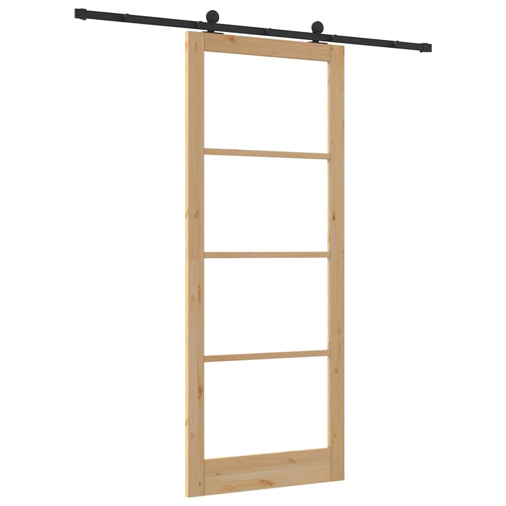 Schiebetür Manuell Braun 93 x 232 cm Holz und Metall
