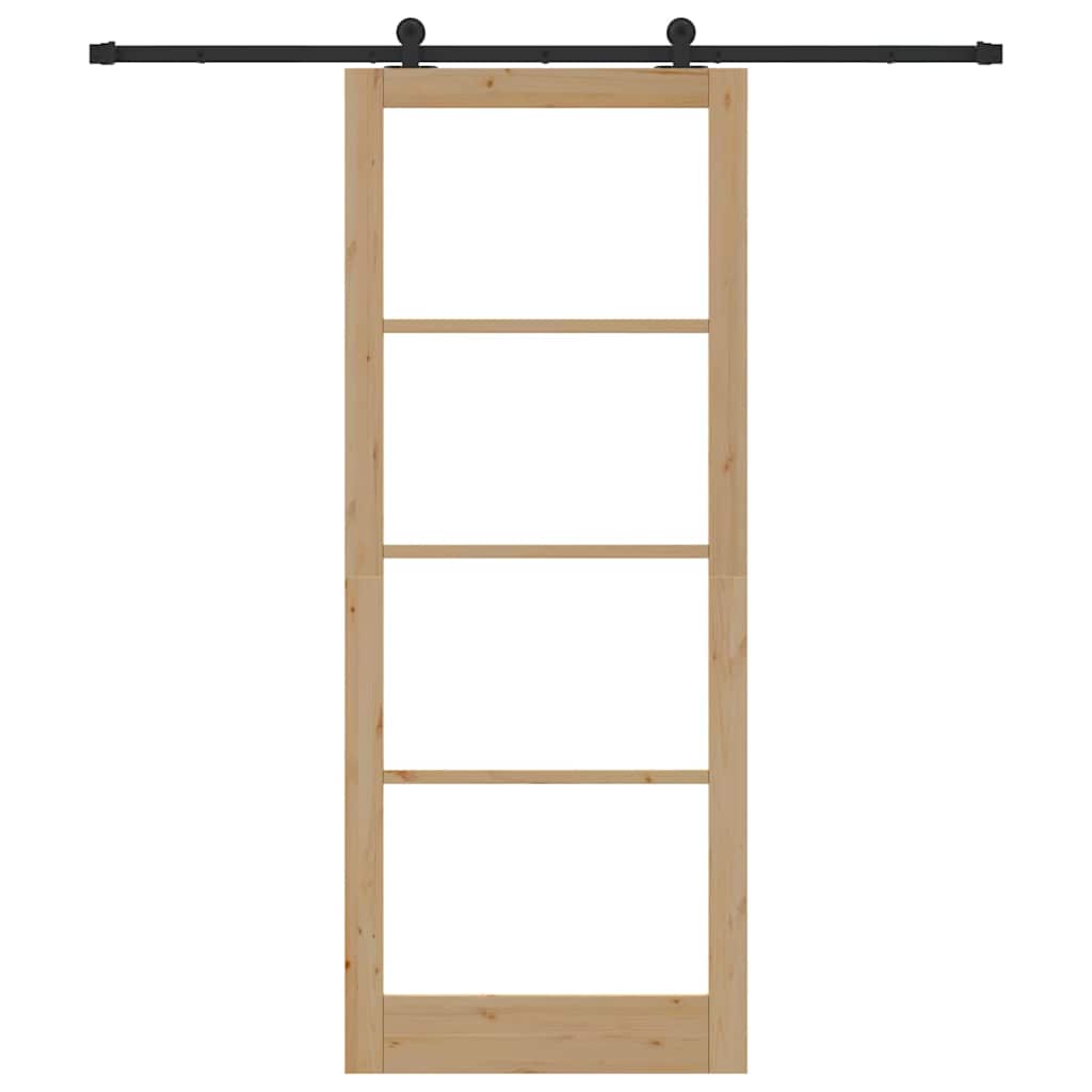 Schiebetür Manuell Braun 93 x 232 cm Holz und Metall