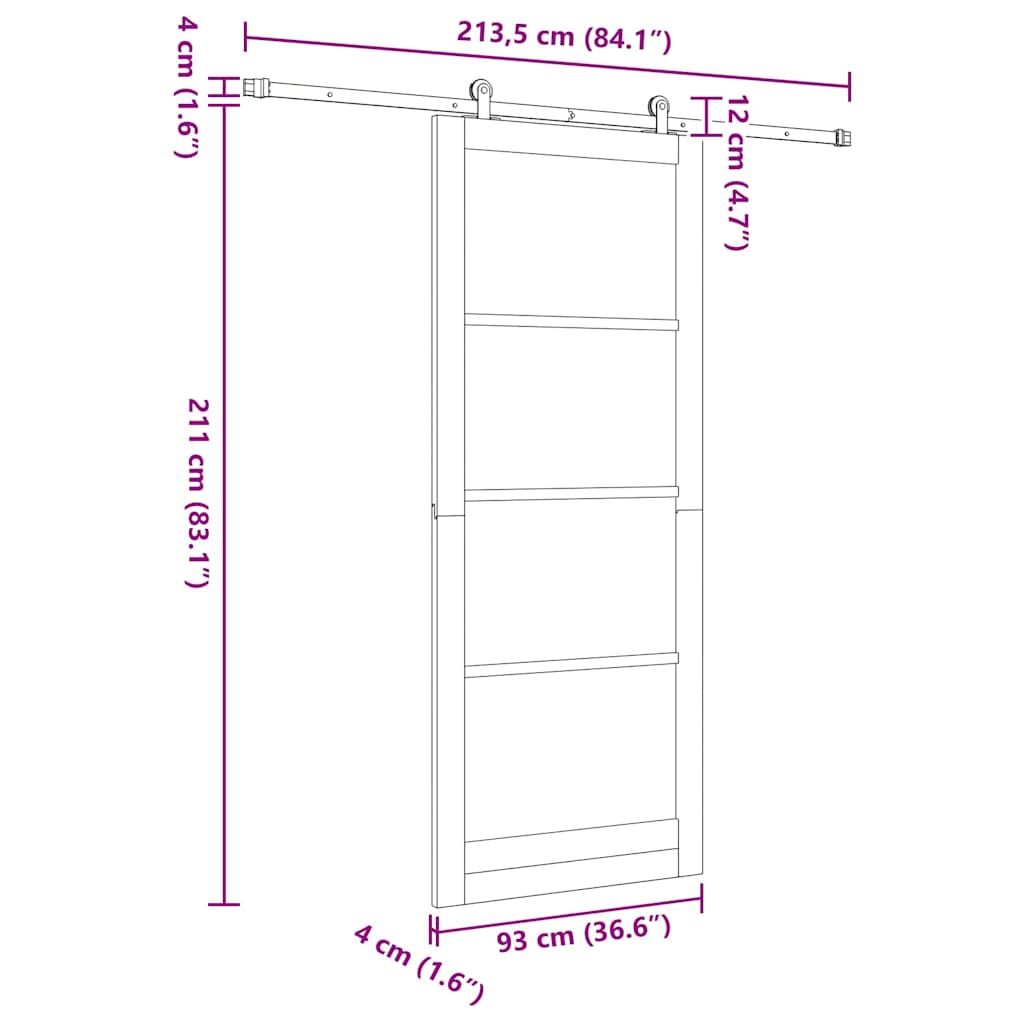 Schiebetür Manuell Weiß 93 x 232 cm Holz und Metall