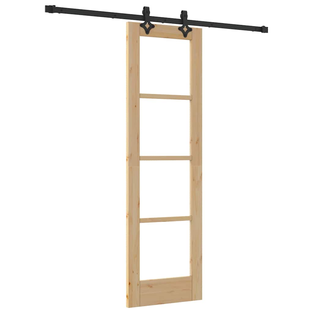 Schiebetür Manuell Braun 61 x 198.5 cm Holz und Metall