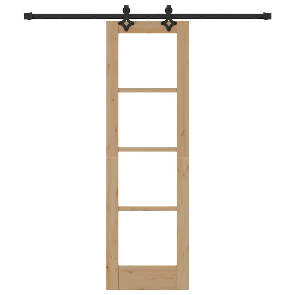 Schiebetür Manuell Braun 61 x 198.5 cm Holz und Metall