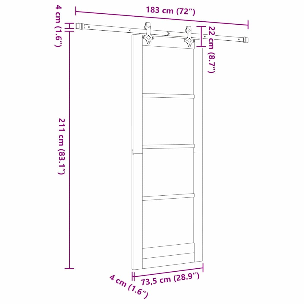 Schiebetür Manuell Weiß 73,5 x 211 cm Holz und Metall