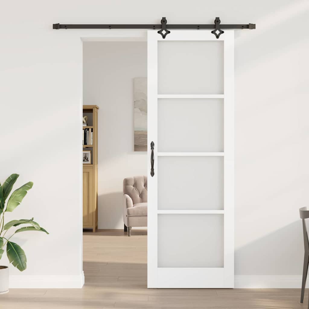 Schiebetür Manuell Weiß 78 x 232 cm Holz und Metall