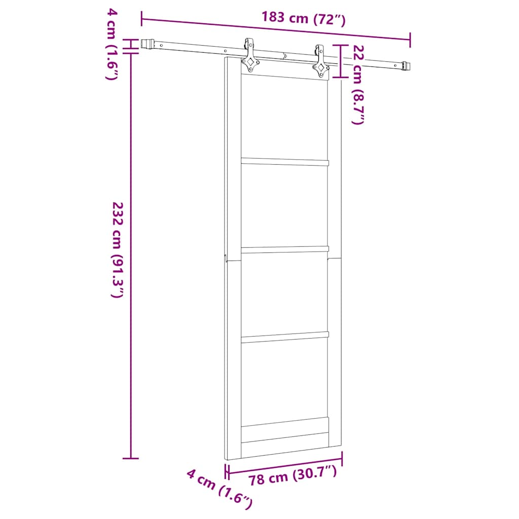 Schiebetür Manuell Weiß 78 x 232 cm Holz und Metall