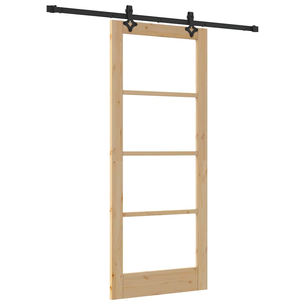 Schiebetür Manuell Braun 83 x 202 cm Holz und Metall
