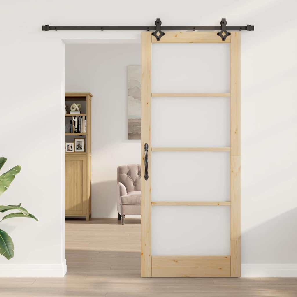 Schiebetür Manuell Braun 86 x 211 cm Holz und Metall