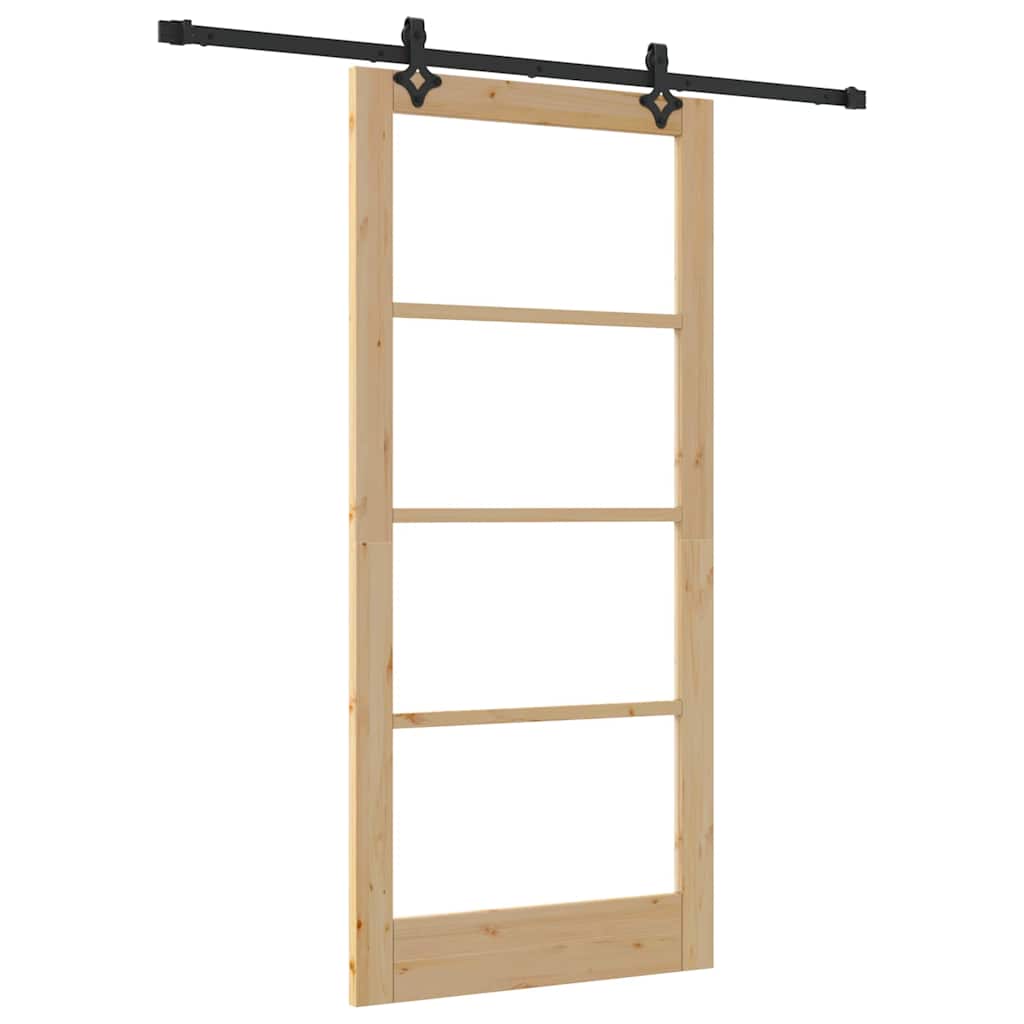 Schiebetür Manuell Braun 93 x 202 cm Holz und Metall