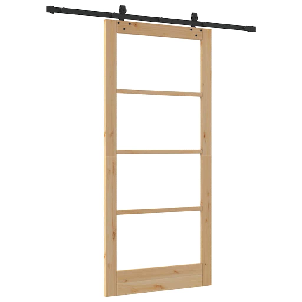 Schiebetür Manuell Braun 93 x 202 cm Holz und Metall