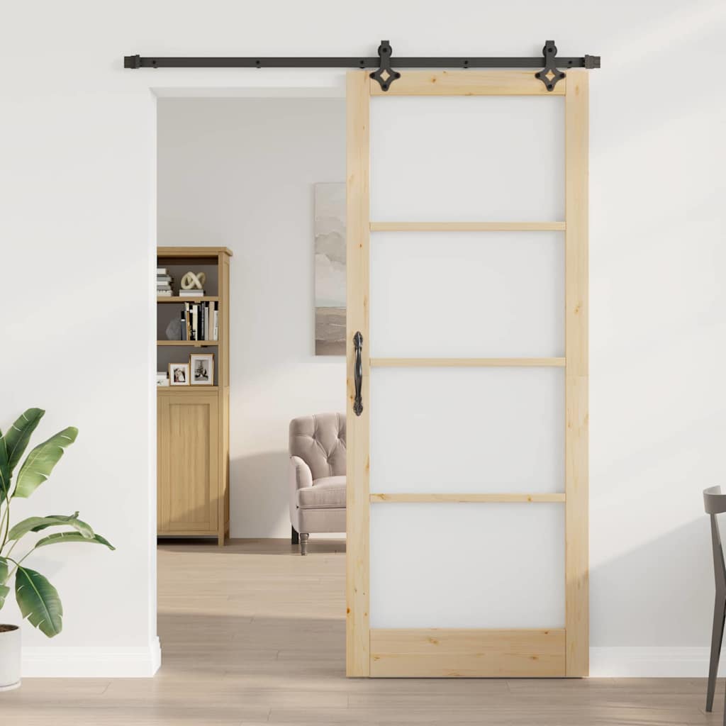Schiebetür Manuell Braun 93 x 232 cm Holz und Metall