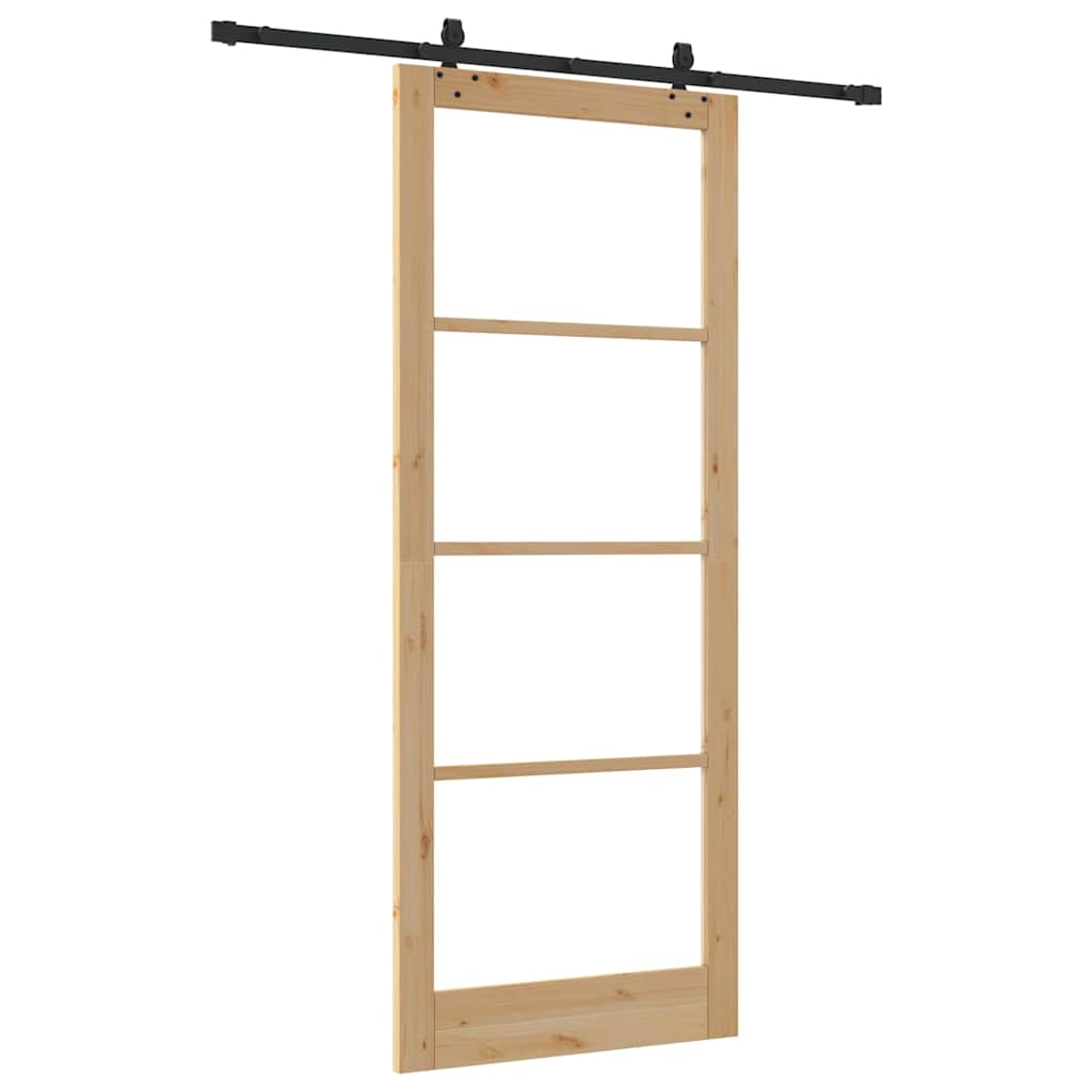 Schiebetür Manuell Braun 93 x 232 cm Holz und Metall