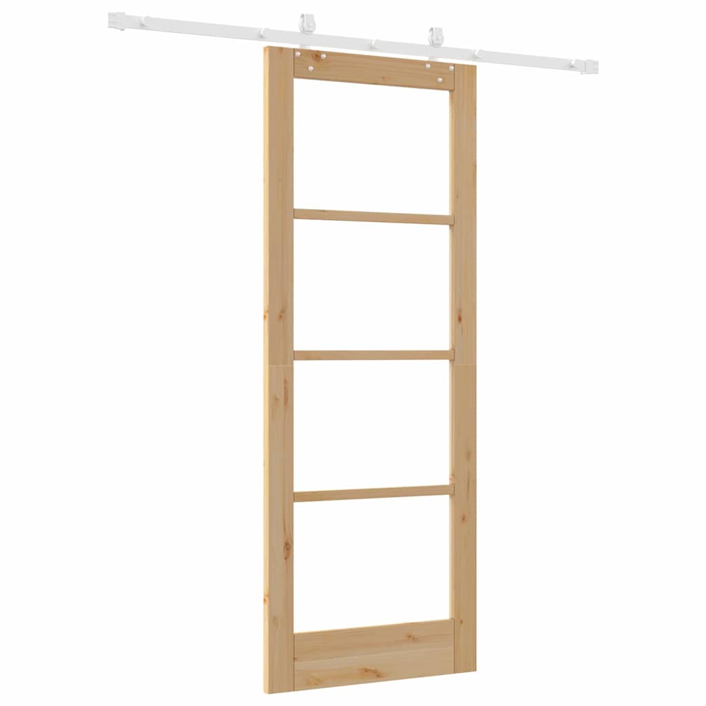 Schiebetür Manuell Braun 78 x 202 cm Holz und Metall