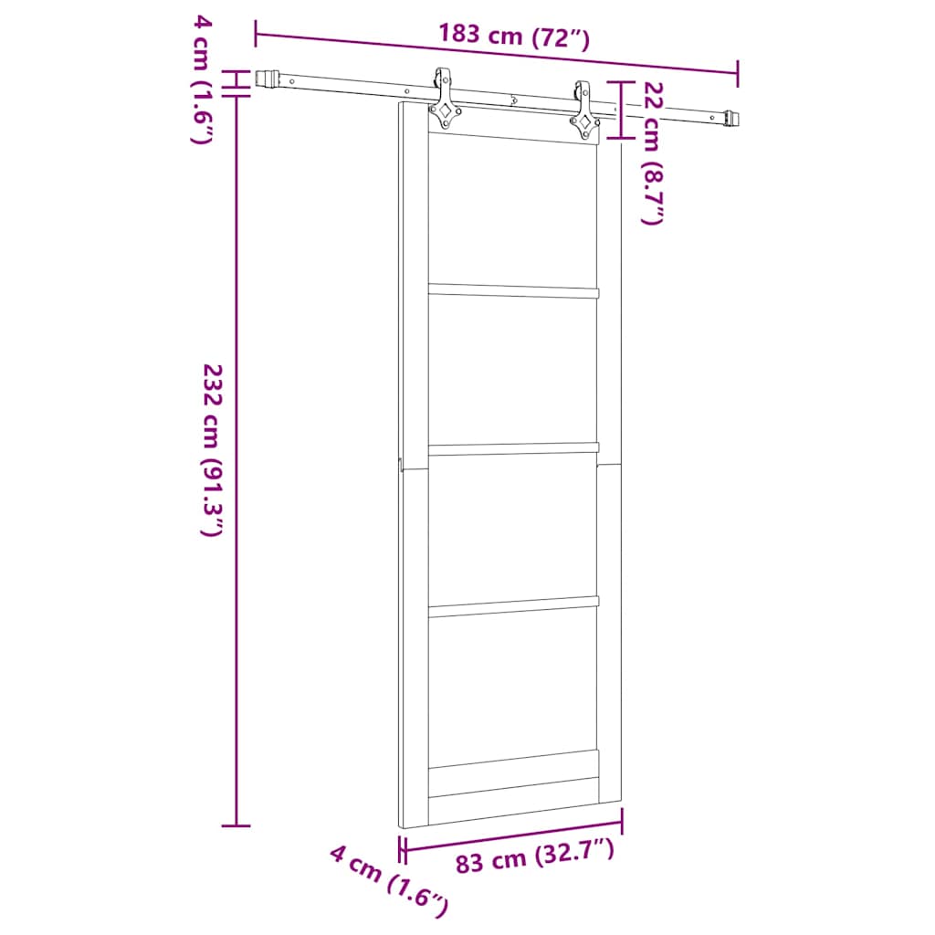 Schiebetür Manuell Weiß 83 x 232 cm Holz und Metall