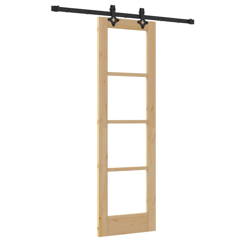 Schiebetür Manuell Braun 61 x 198.5 cm Holz und Metall