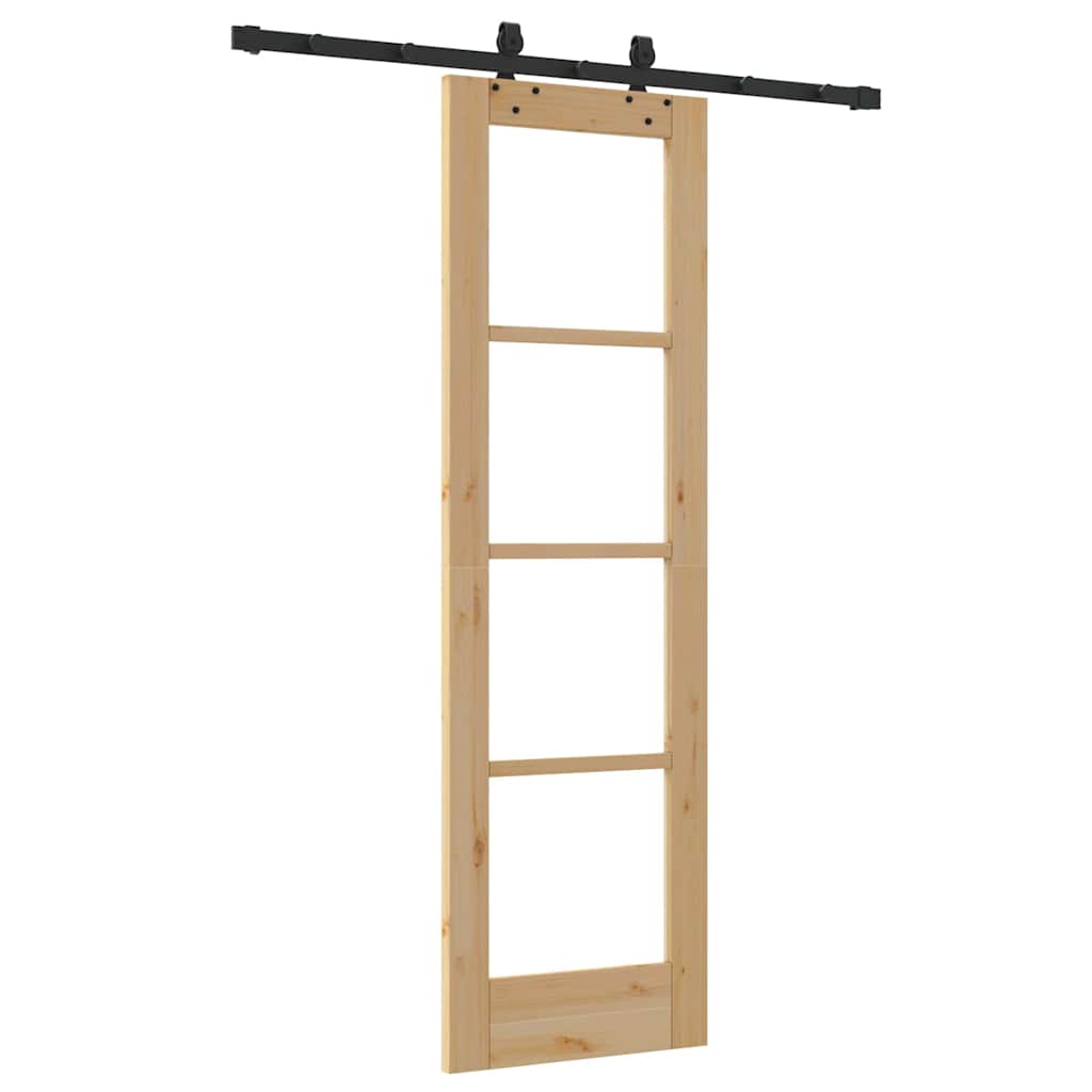 Schiebetür Manuell Braun 61 x 198.5 cm Holz und Metall