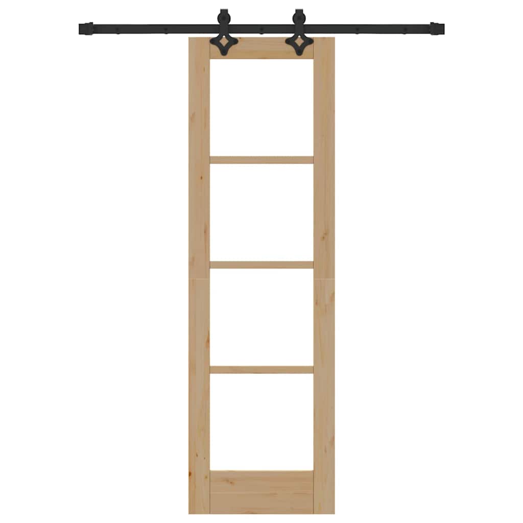 Schiebetür Manuell Braun 61 x 198.5 cm Holz und Metall