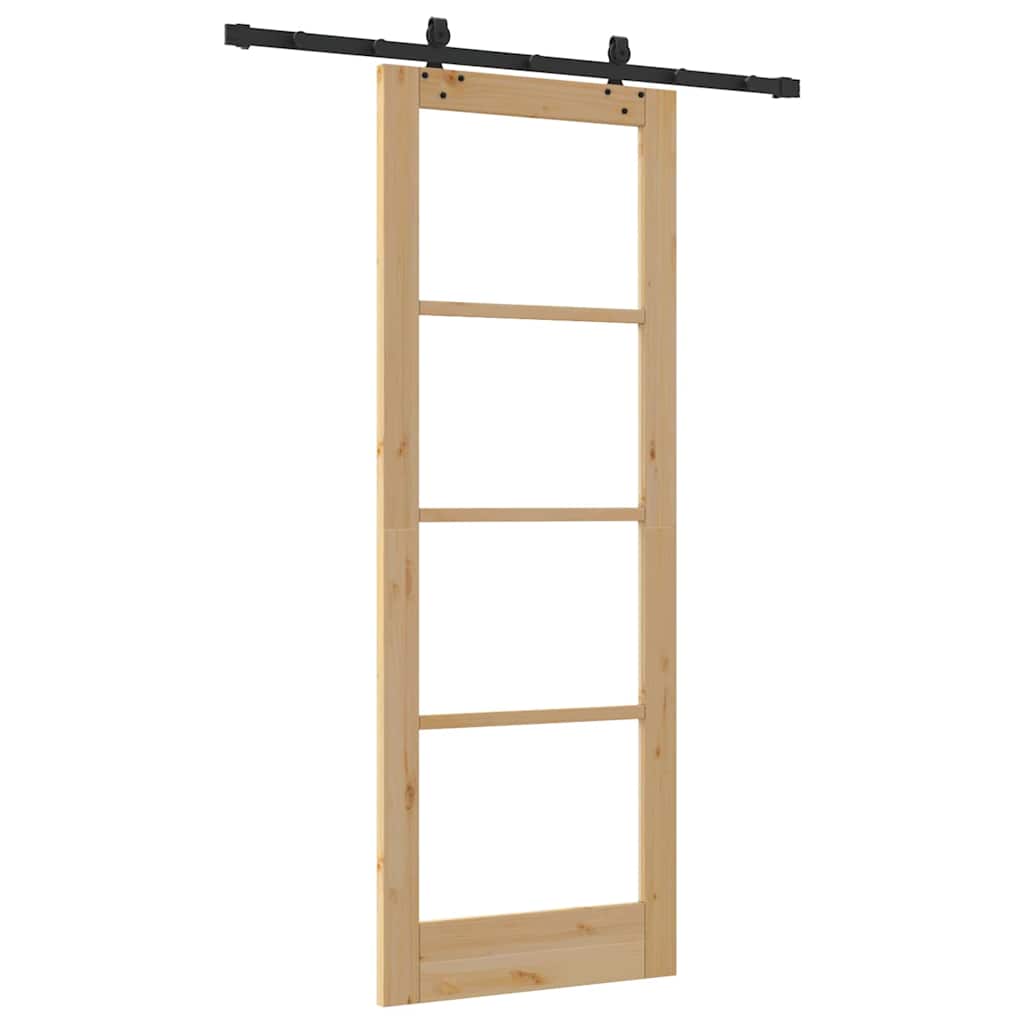 Schiebetür Manuell Braun 78 x 211 cm Holz und Metall
