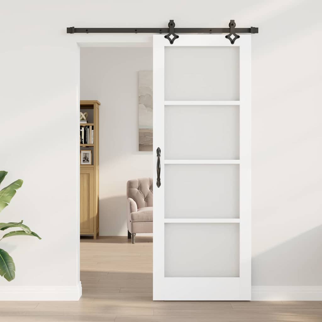 Schiebetür Manuell Weiß 78 x 211 cm Holz und Metall