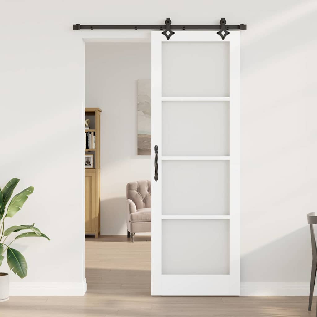 Schiebetür Manuell Weiß 78 x 232 cm Holz und Metall