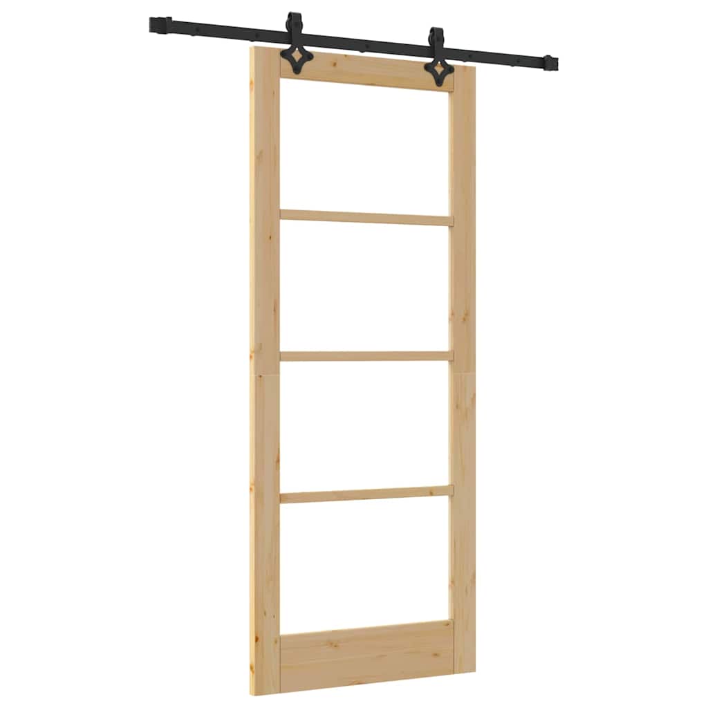 Schiebetür Manuell Braun 83 x 202 cm Holz und Metall