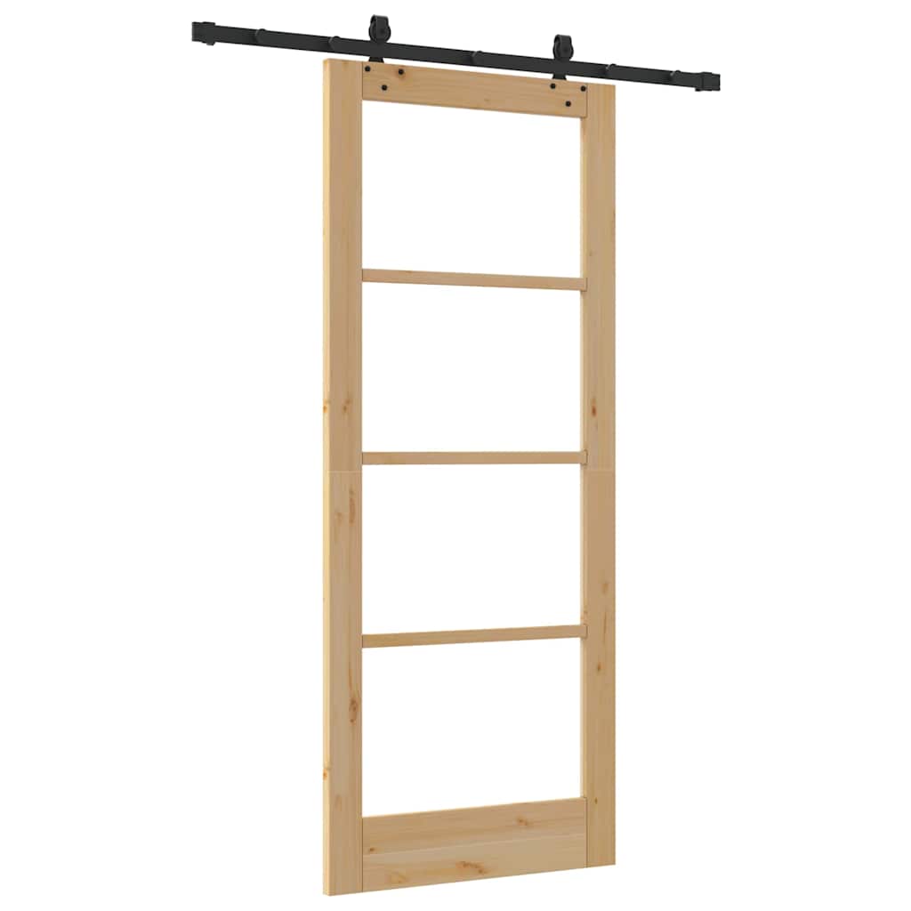 Schiebetür Manuell Braun 83 x 202 cm Holz und Metall