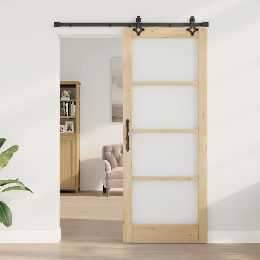 Schiebetür Manuell Braun 83 x 211 cm Holz und Metall