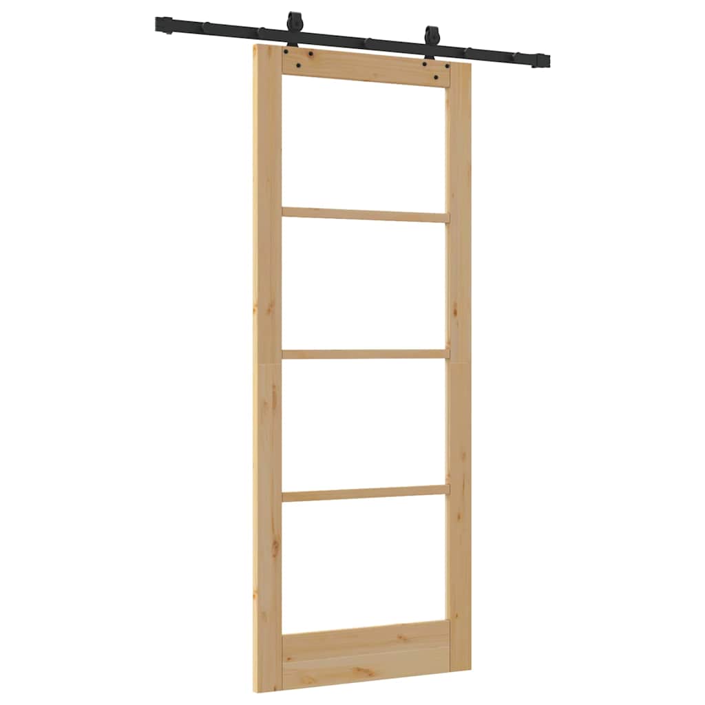 Schiebetür Manuell Braun 83 x 211 cm Holz und Metall