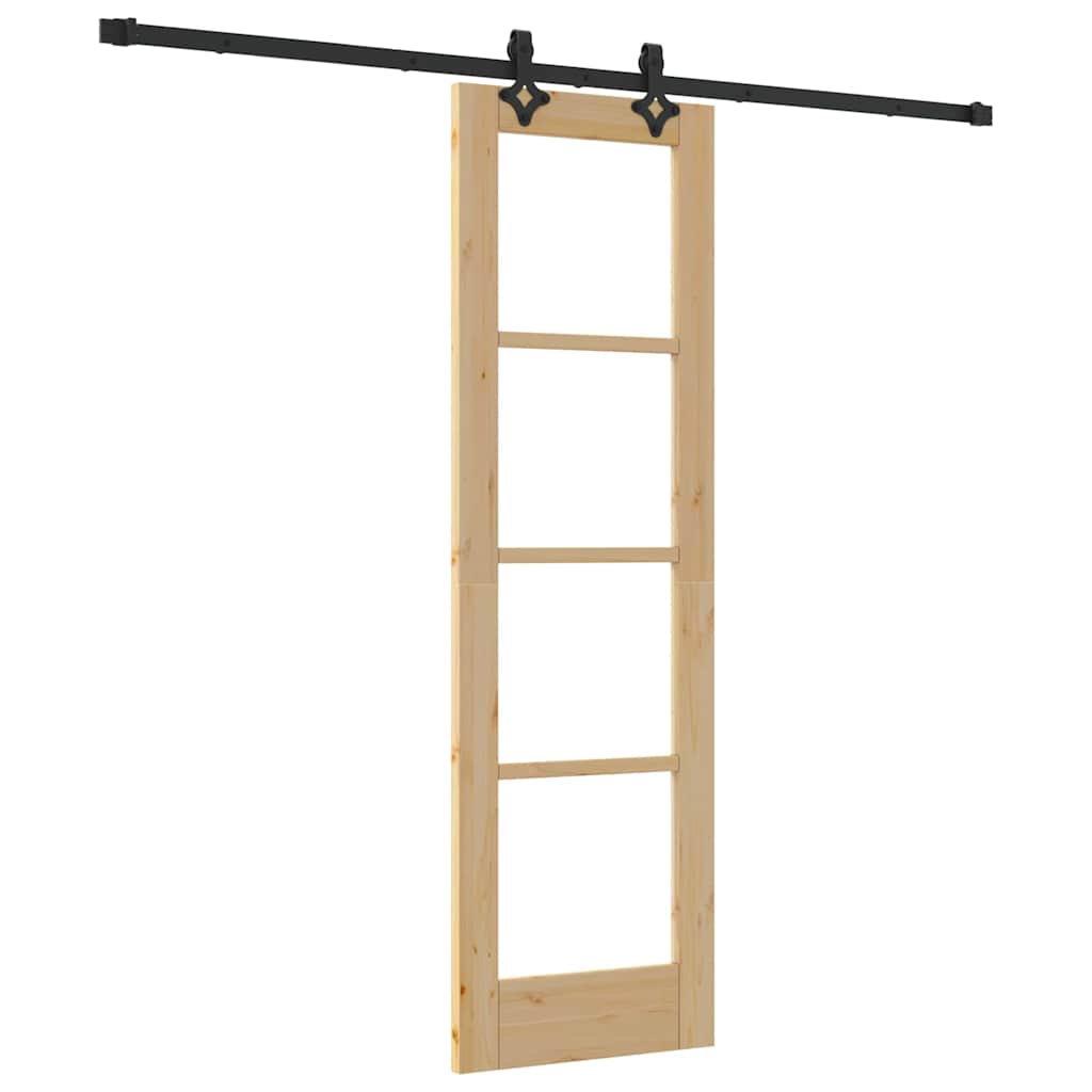Schiebetür Manuell Braun 61 x 198.5 cm Holz und Metall