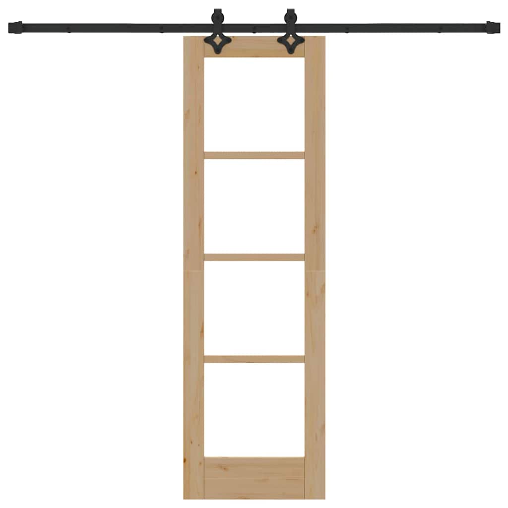 Schiebetür Manuell Braun 61 x 198.5 cm Holz und Metall