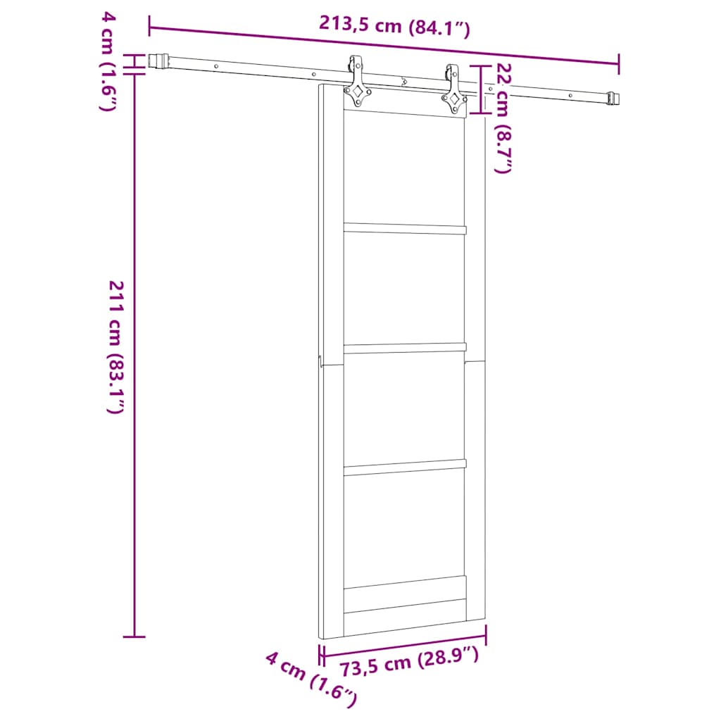 Schiebetür Manuell Weiß 73,5 x 211 cm Holz und Metall