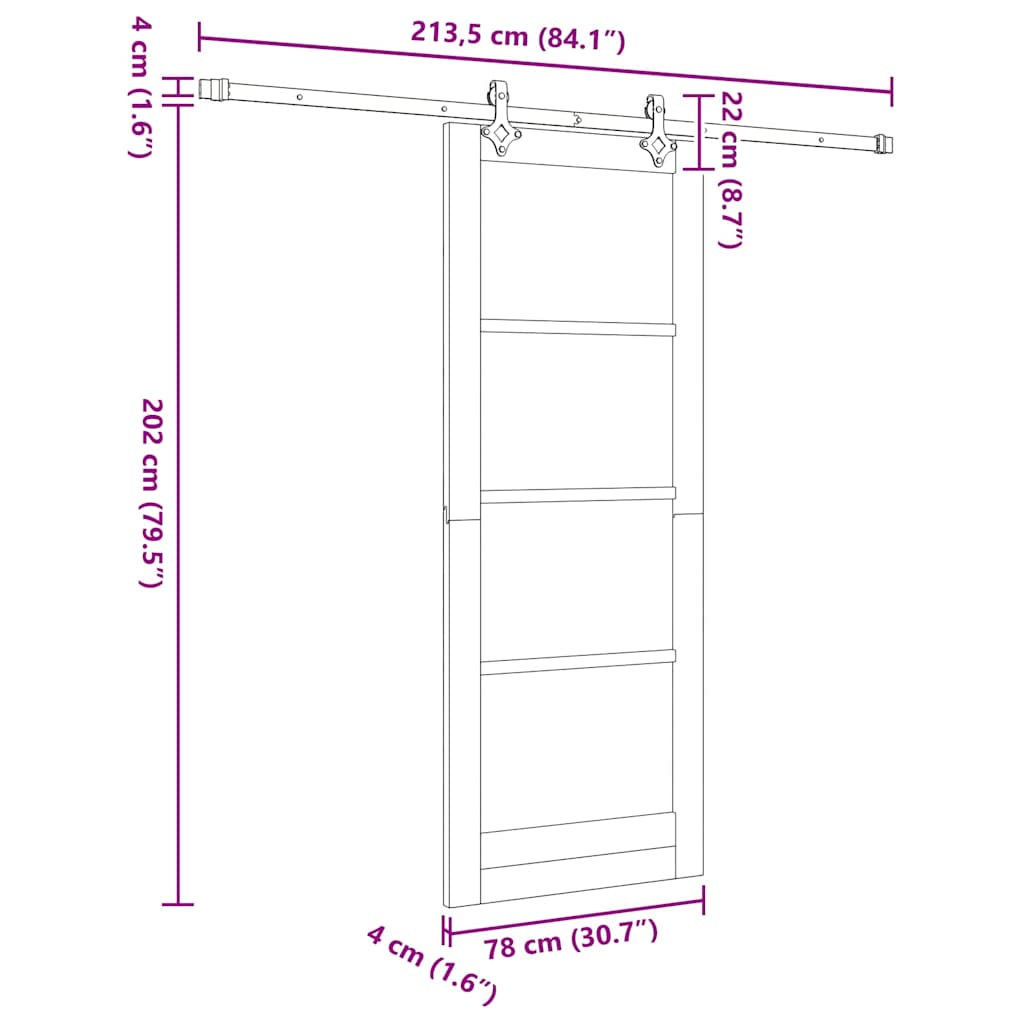 Schiebetür Manuell Weiß 78 x 202 cm Holz und Metall