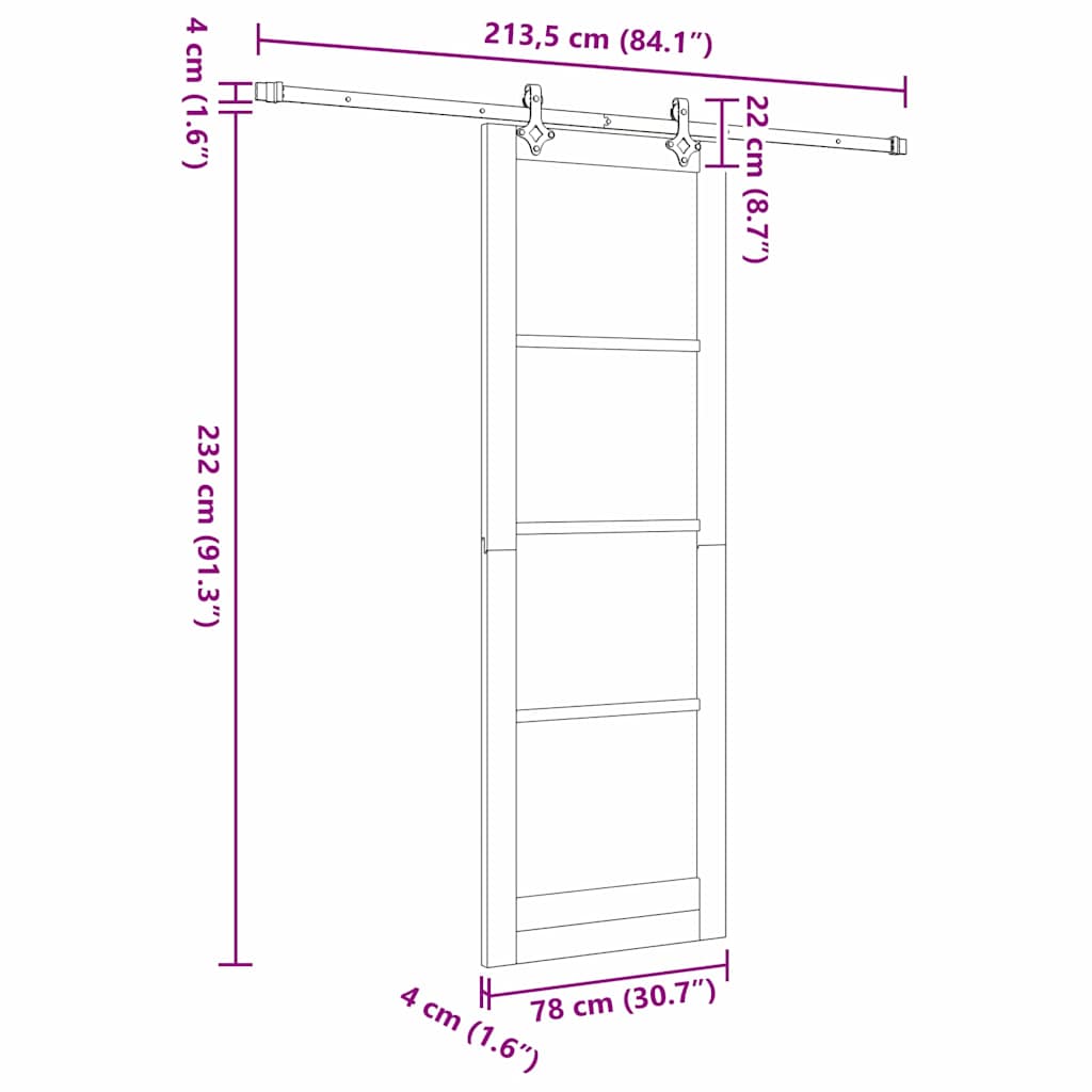 Schiebetür Manuell Braun 78 x 232 cm Holz und Metall