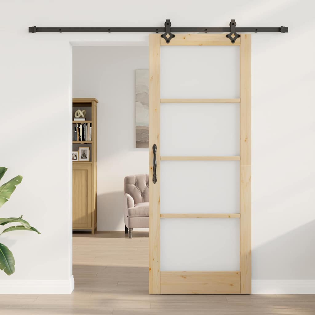 Schiebetür Manuell Braun 83 x 211 cm Holz und Metall