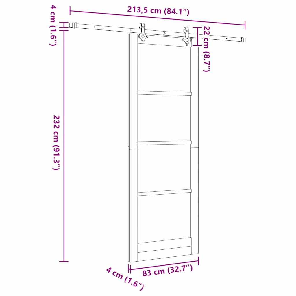 Schiebetür Manuell Braun 83 x 232 cm Holz und Metall