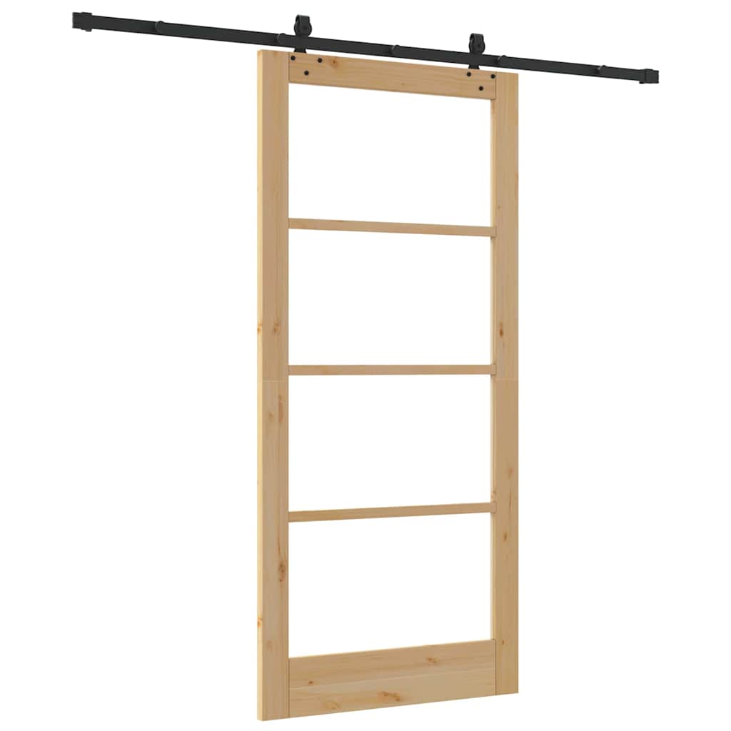 Schiebetür Manuell Braun 93 x 202 cm Holz und Metall