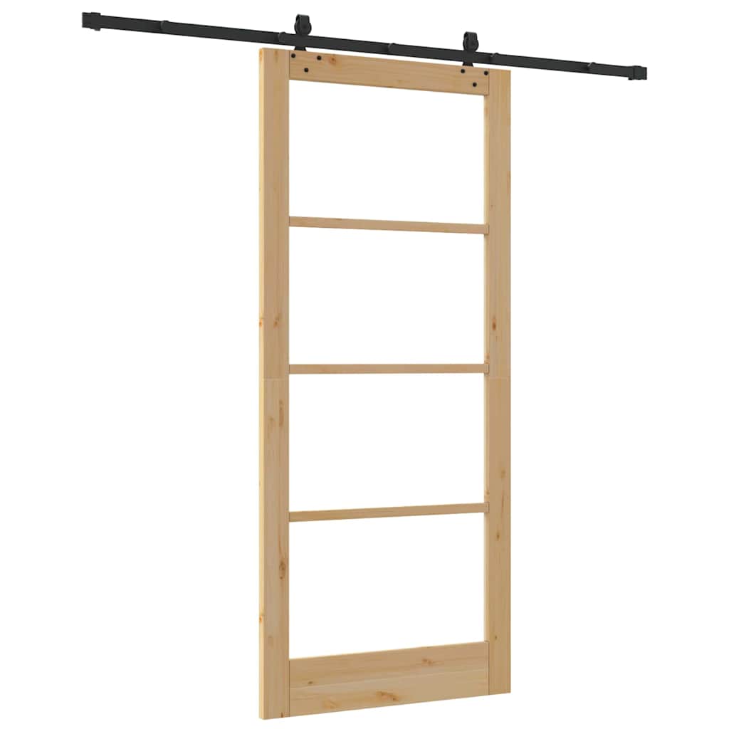 Schiebetür Manuell Braun 93 x 211 cm Holz und Metall
