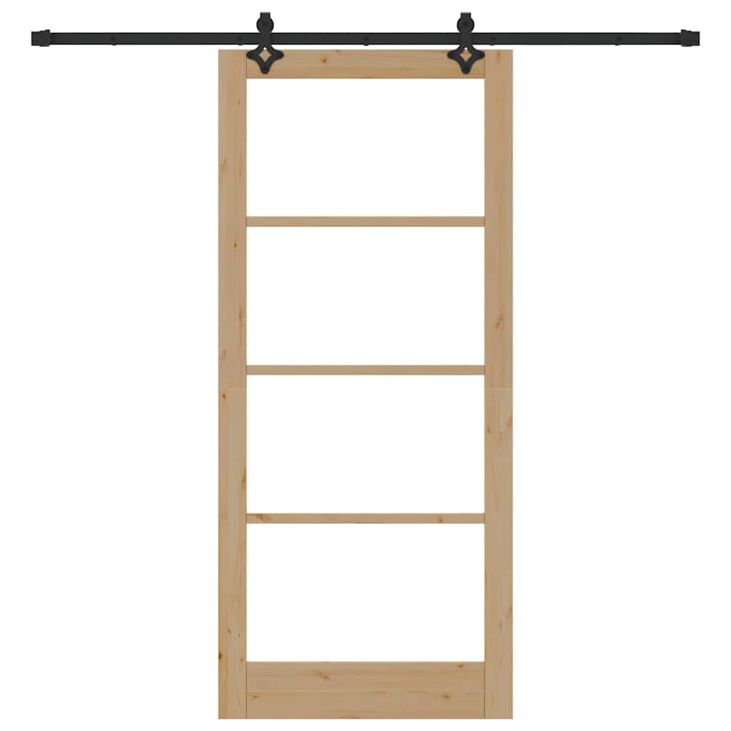 Schiebetür Manuell Braun 93 x 211 cm Holz und Metall