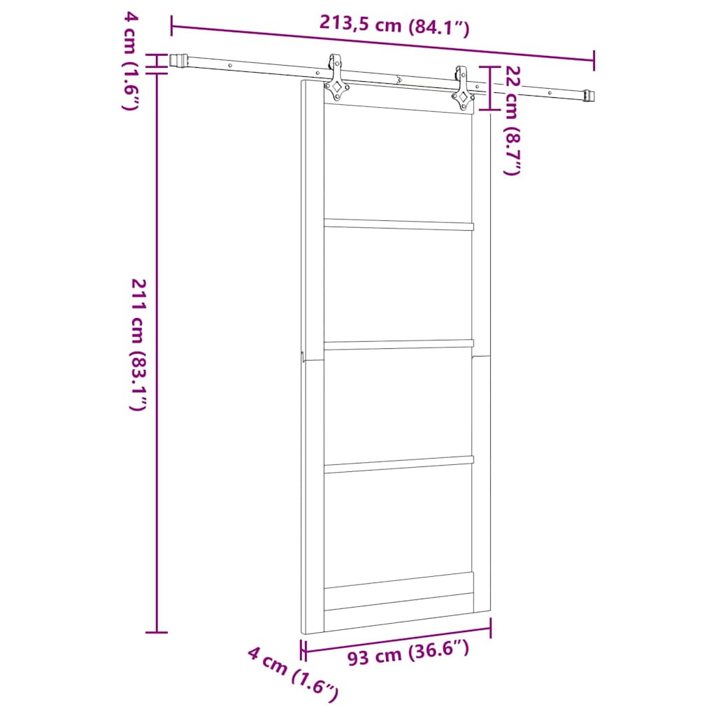 Schiebetür Manuell Weiß 93 x 232 cm Holz und Metall