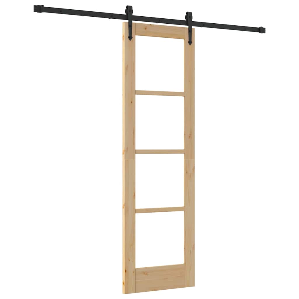 Schiebetür Manuell Braun 61 x 198.5 cm Holz und Metall