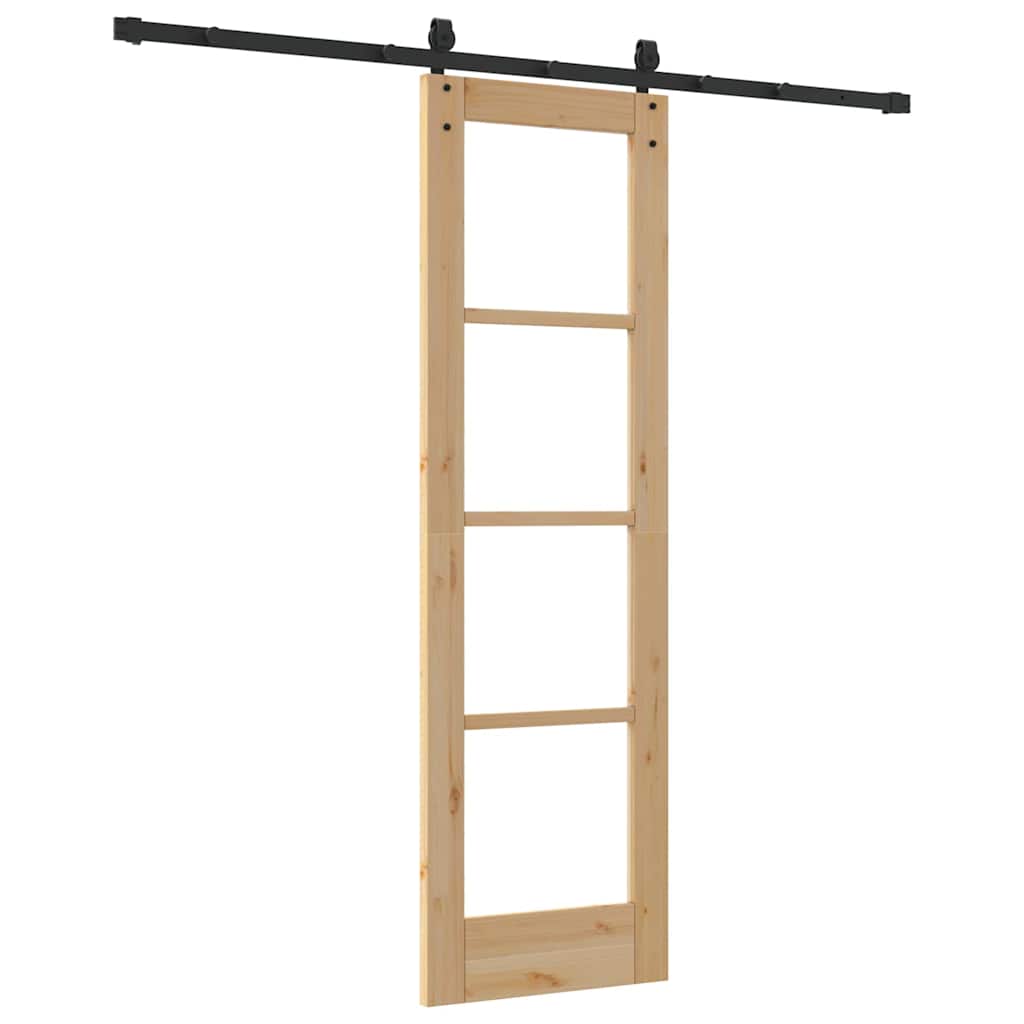 Schiebetür Manuell Braun 61 x 198.5 cm Holz und Metall