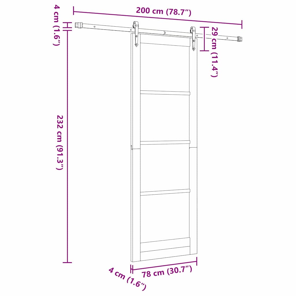 Schiebetür Manuell Weiß 78 x 232 cm Holz und Metall