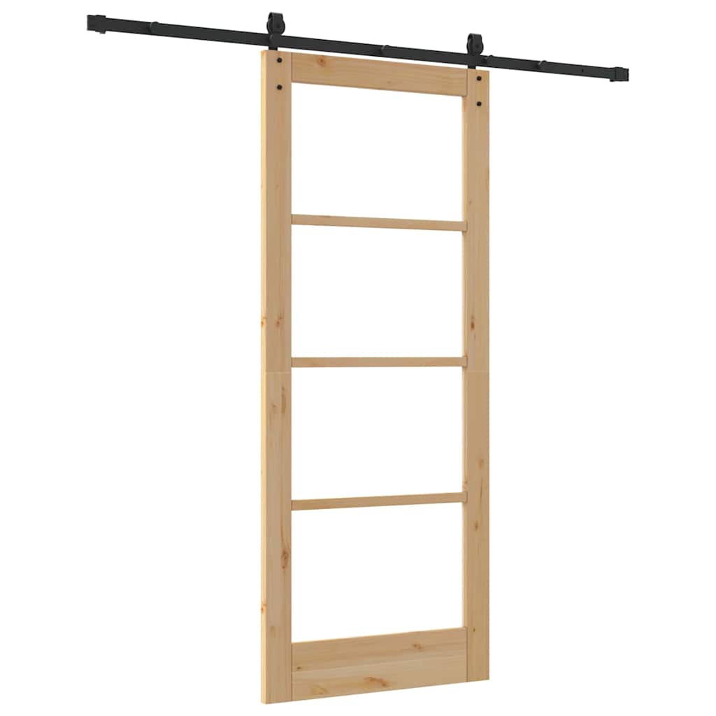 Schiebetür Manuell Braun 83 x 202 cm Holz und Metall