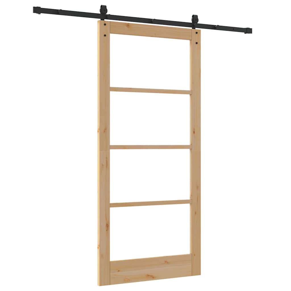 Schiebetür Manuell Braun 93 x 202 cm Holz und Metall