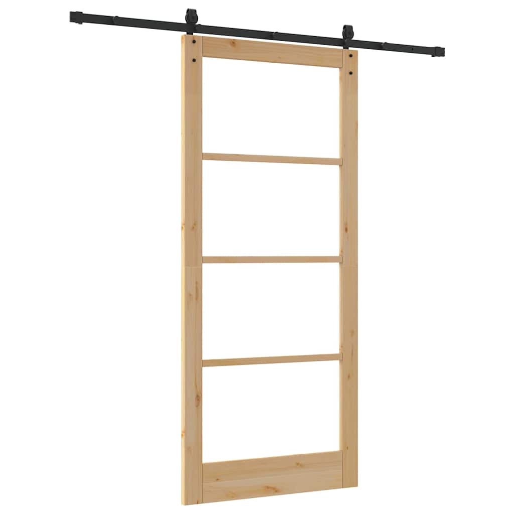 Schiebetür Manuell Braun 93 x 211 cm Holz und Metall